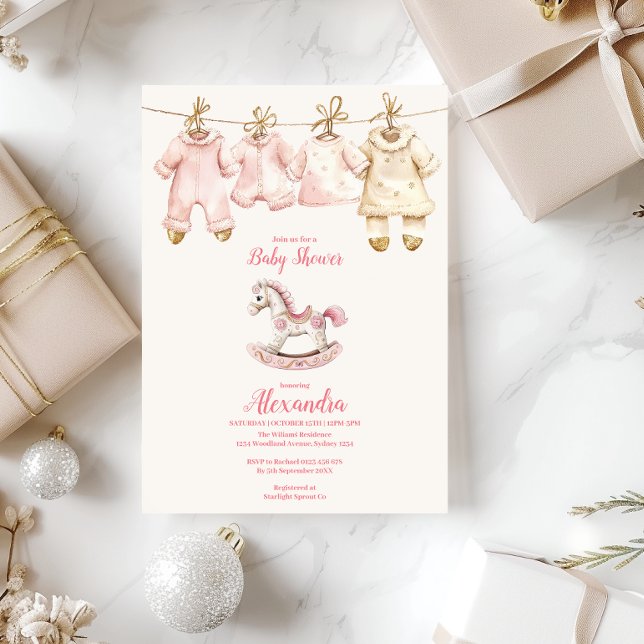 Invitación Navidades rosados rodando en Baby Shower (Subido por el creador)