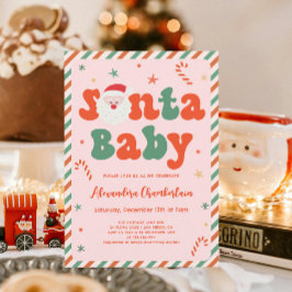 Invitación Navidades rosados Santa Baby Baby Shower