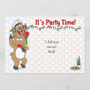 Invitación Navidades Rudolph Elf de color