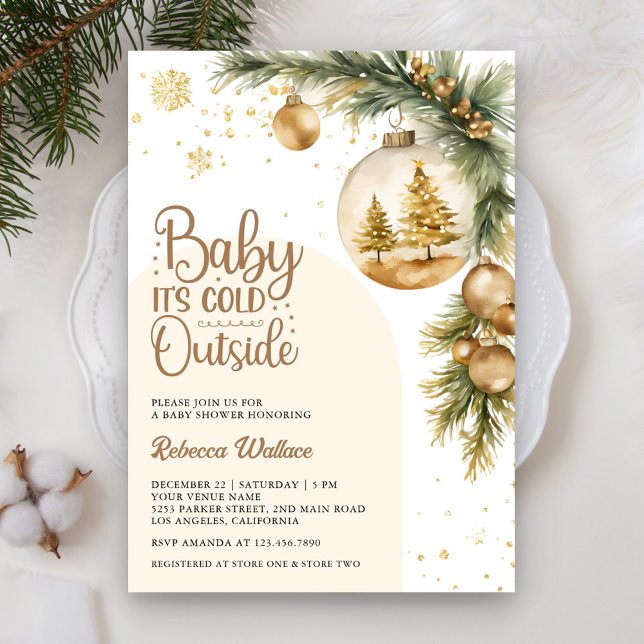 Invitación Navidades rusos de invierno neutrales de Boho Baby (Subido por el creador)