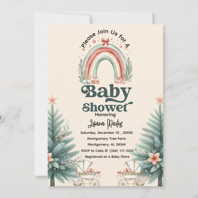 Invitación Navidades rusos del arcoiris en Baby Shower (Anverso)