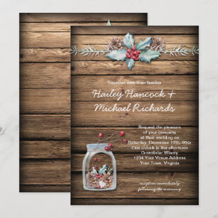 Invitación Navidades rusos Holly deja a Berries Mason Jar