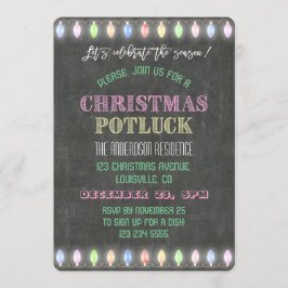 Invitación Navidades rusos Potluck Chalkboard String Lights