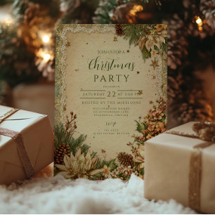Invitación Navidades Rústicas Pineconas y encaje
