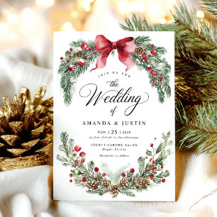 Invitación Navidades Rústico Boda de Verdor de Invierno
