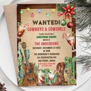 Invitación Navidades Rústico Cowboy Navidades Fiesta