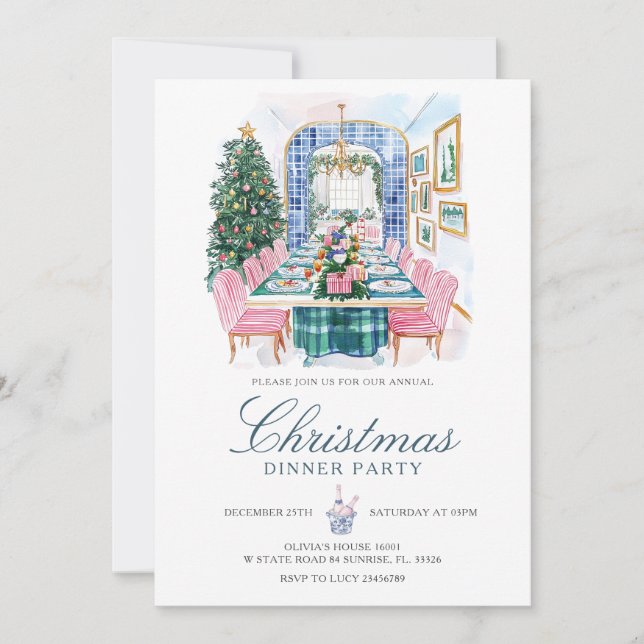 Invitación Navidades Rústico Hogar Fiesta de cena de vacacion (Anverso)