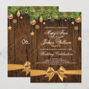 Invitación Navidades Rústicos Boda Decoraciones de oro y cint