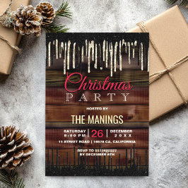 Invitación Navidades rústicos de campo festejan oro negro