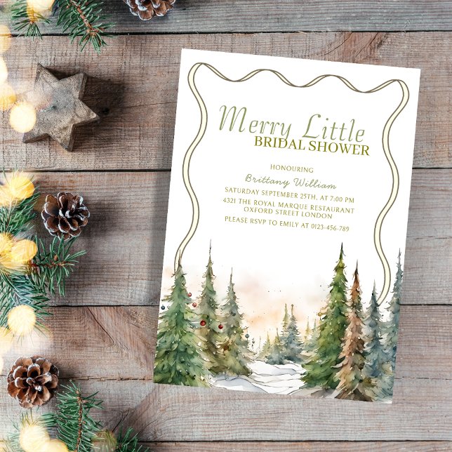 Invitación Navidades Rústicos de la ducha de novia en inviern (Subido por el creador)