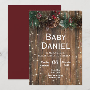 Invitación Navidades rústicos de los países madereros Pinecon