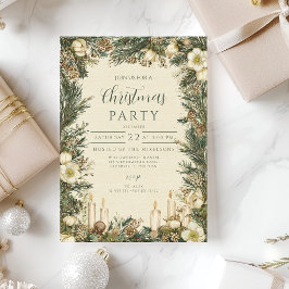 Invitación Navidades Rústicos de Velas de Pinecone