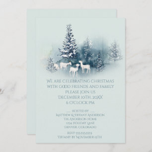 Invitación Navidades rústicos de Woodland Cabras Evergreen