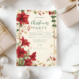 Invitación Navidades Rústicos del Amaryllis Rojo