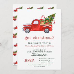 Invitación Navidades Rústicos Vintage Red Truck Fiesta
