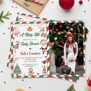 Invitación Navidades Santa A Merry Little Baby Shower Photo