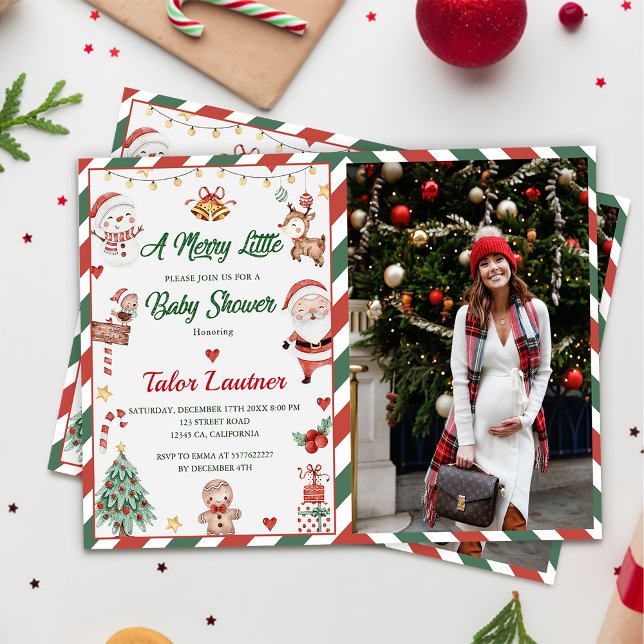 Invitación Navidades Santa A Merry Little Baby Shower Photo (Subido por el creador)