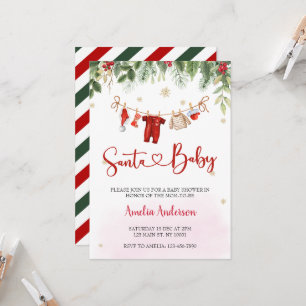 Invitación Navidades Santa Baby Boy Winter Baby Shower