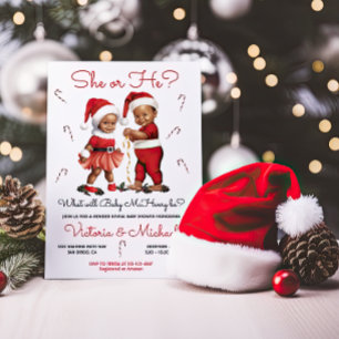 Invitación Navidades Santa Baby Gender Revelan Baby Shower