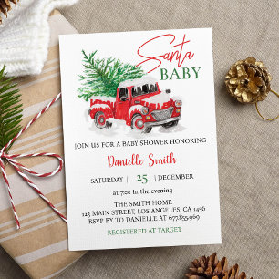 Invitación Navidades Santa Baby Shower