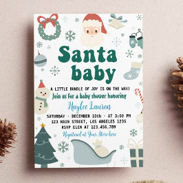 Invitación Navidades Santa Baby Shower