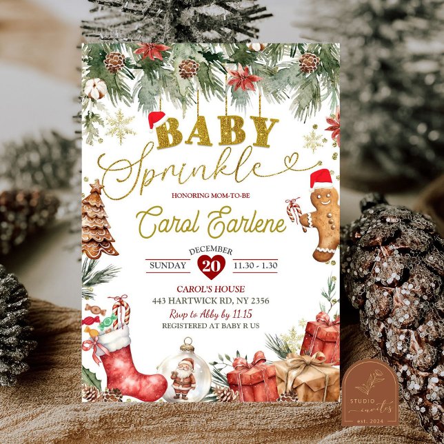 Invitación Navidades Santa Baby Sprinkle Baby Shower (Subido por el creador)