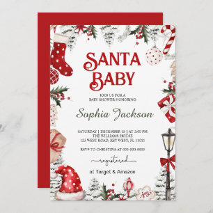 Invitación Navidades Santa Baby Winter Baby Shower