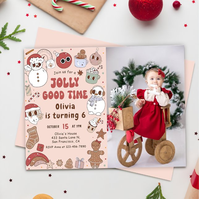 Invitación Navidades Santa Birthday Jolly buen tiempo Foto (Subido por el creador)