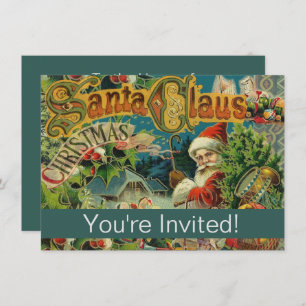 Invitación Navidades Santa Claus Arte Antiguo