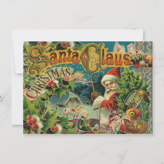 Invitación Navidades Santa Claus Arte Antiguo (Anverso)