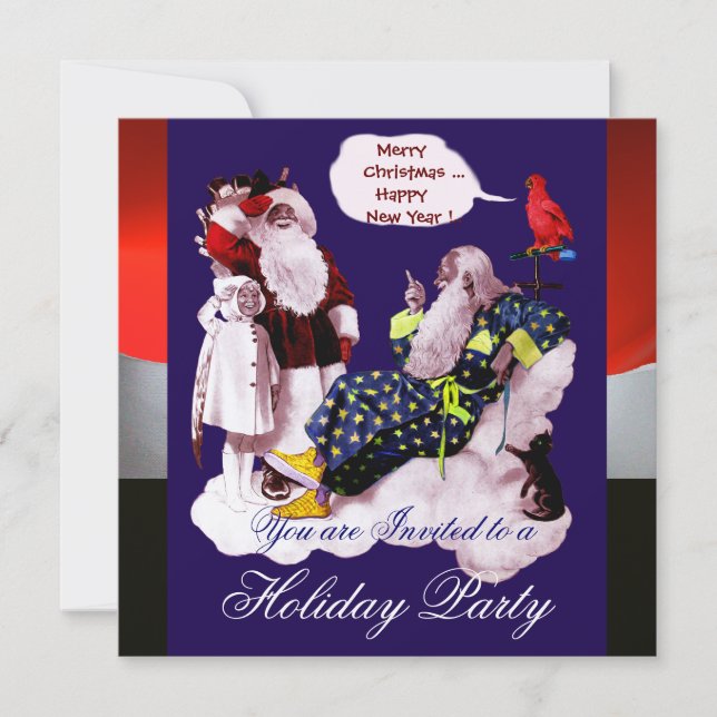 Invitación NAVIDADES SANTA CLAUS, Fiesta DE PEQUEÑOS ANGEL Y  (Anverso)