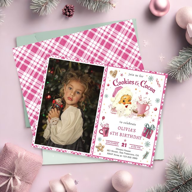Invitación Navidades Santa Cookies y Cocoa Foto de cumpleaños (Subido por el creador)