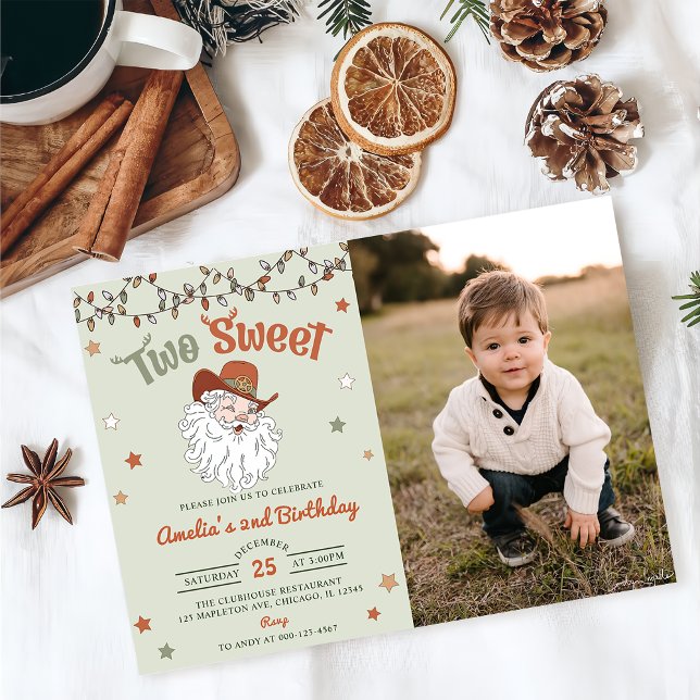Invitación Navidades Santa Dos Dulce foto Fiesta de cumpleaño (Subido por el creador)