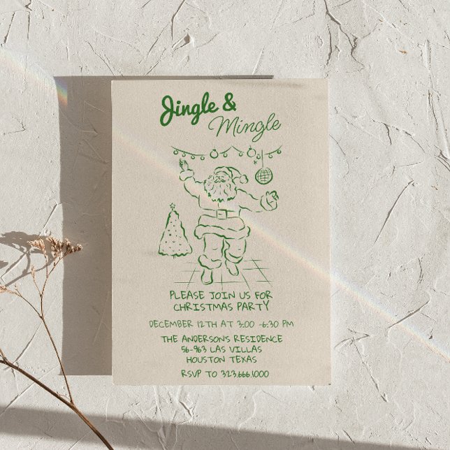 Invitación Navidades Santa Fiesta de jingle y mingle de retro (Subido por el creador)