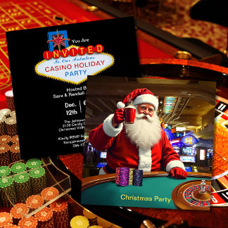 Invitación Navidades Santa Las Vegas Casino Fun Square Fiesta