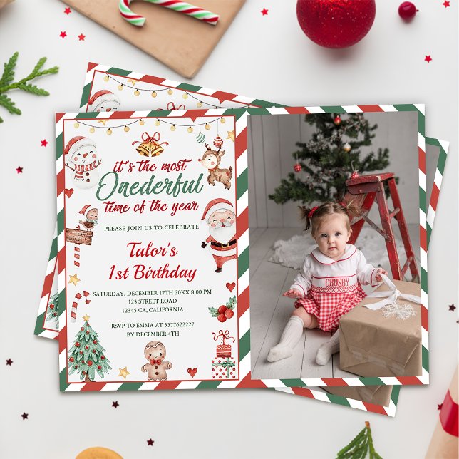 Invitación Navidades Santa Onemaravillosa foto de primer cump (Subido por el creador)