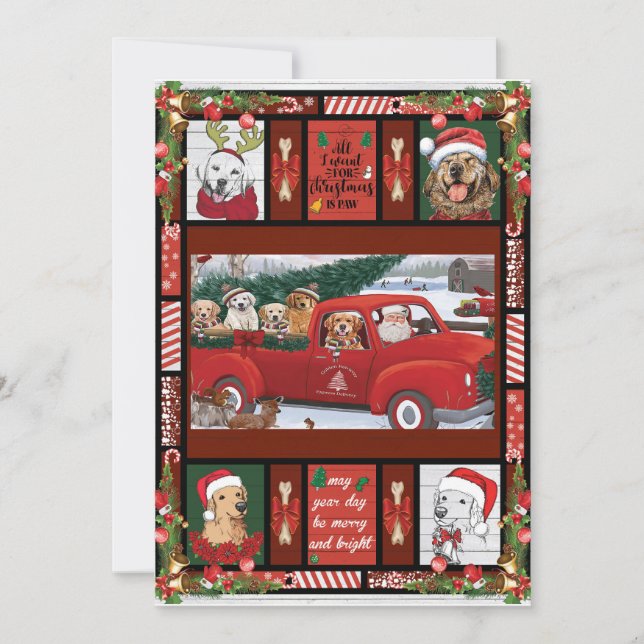 Invitación Navidades Santa Red Truck recuperador de oro (Anverso)