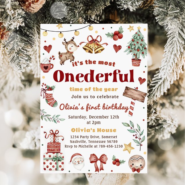 Invitación Navidades Santa Reindeer Maravilloso primer cumple (Subido por el creador)