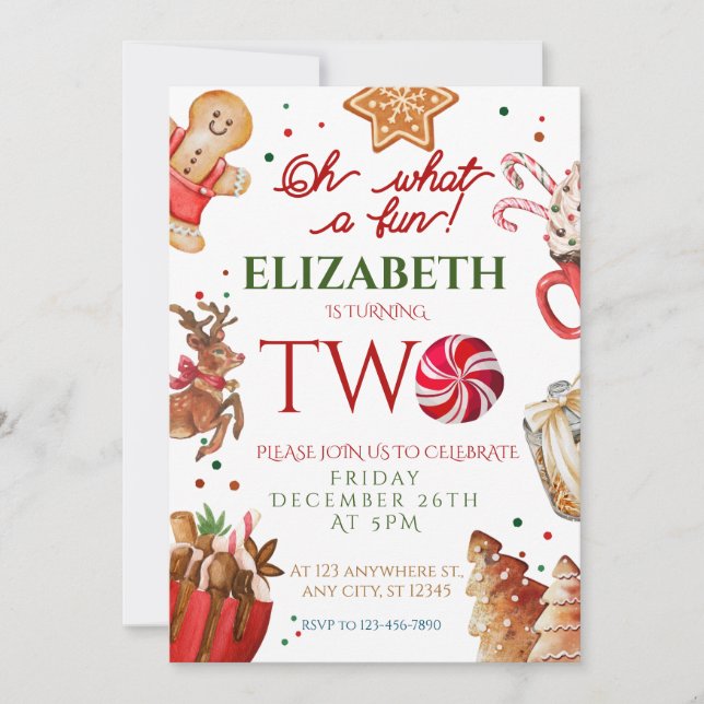 Invitación Navidades Santa Reindeer qué divertido segundo cum (Anverso)