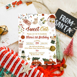 Invitación Navidades Santa Sweet One Birday Party
