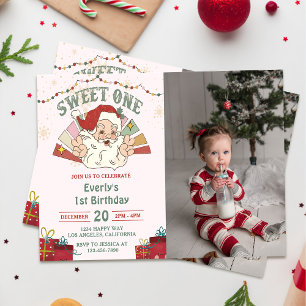 Invitación Navidades Santa Sweet One First Birthday Fiesta Ph