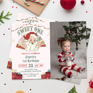 Invitación Navidades Santa Sweet One First Birthday Fiesta Ph