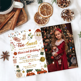 Invitación Navidades Santa Two Sweet Birthday Party Photo