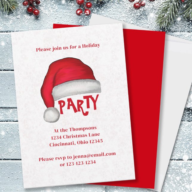 Invitación Navidades se burlan de Santa Hat (Christmas party cute whimsical holiday party invitation. )