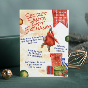 Invitación Navidades secretos Fiesta acuarela moderna