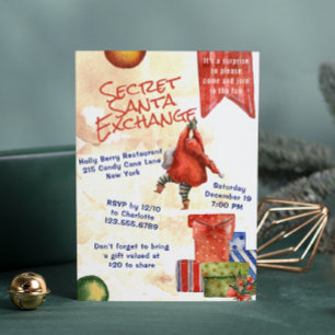 Invitación Navidades secretos Fiesta acuarela moderna