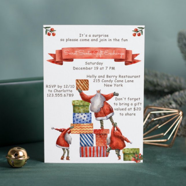 Invitación Navidades secretos Fiesta acuarela moderna (Subido por el creador)