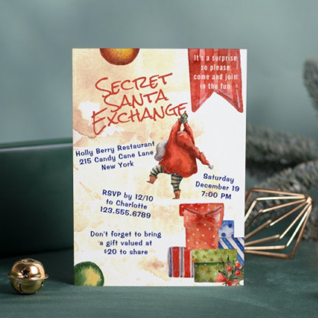 Invitación Navidades secretos Fiesta acuarela moderna (Subido por el creador)