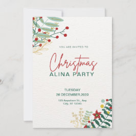 Invitación Navidades Sencillos Verde Y Rojo Alina Fiesta