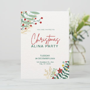 Invitación Navidades Sencillos Verde Y Rojo Alina Fiesta